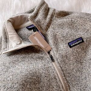 Patagonia Tan and Gray Quarter-Zip Fleece